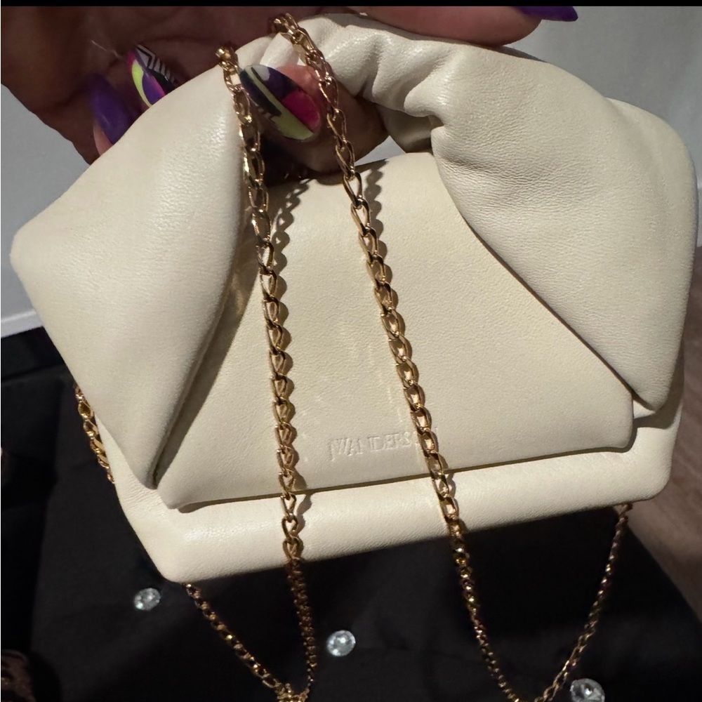 JW Anderson Ivory Bow Clutch with Gold Chain - Picture 2 of 15